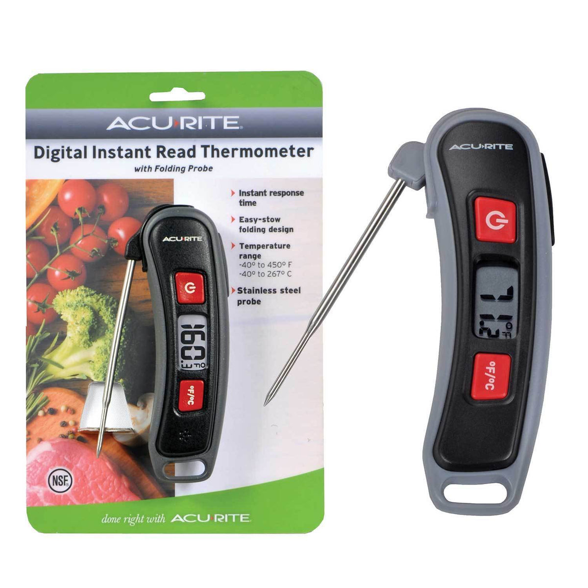 Acu-Rite Stainless Steel Instant Read Dial Meat Thermometer NSF certified  with pocket clip sheath - River Country LLC