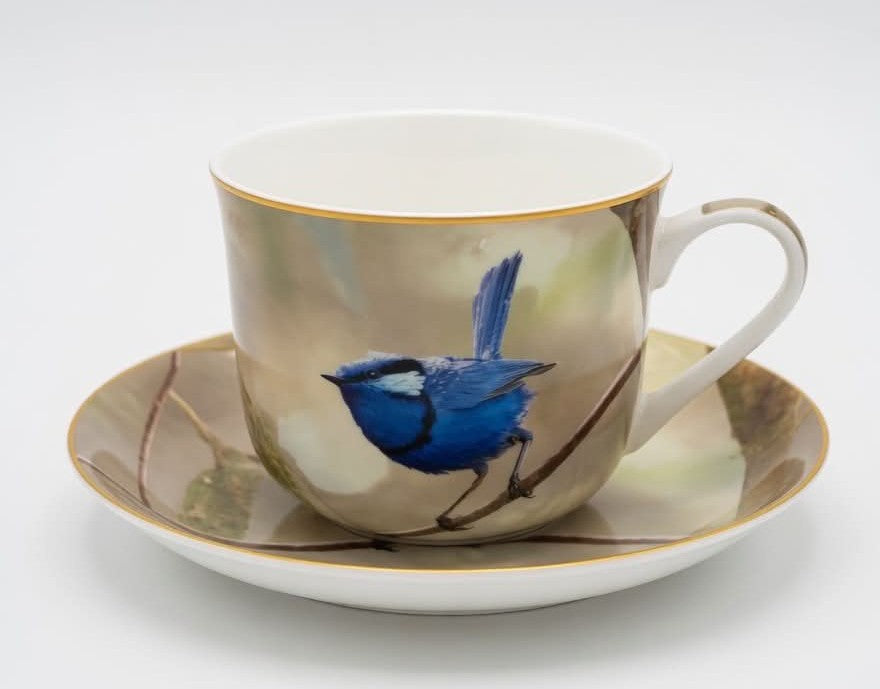 Heritage Blue Wren breakfast cup & saucer