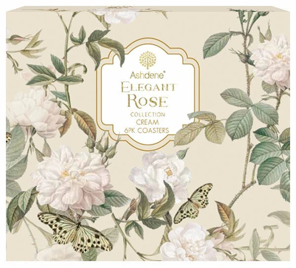 Ashdene Elegant Rose Cream Coaster Set of 6