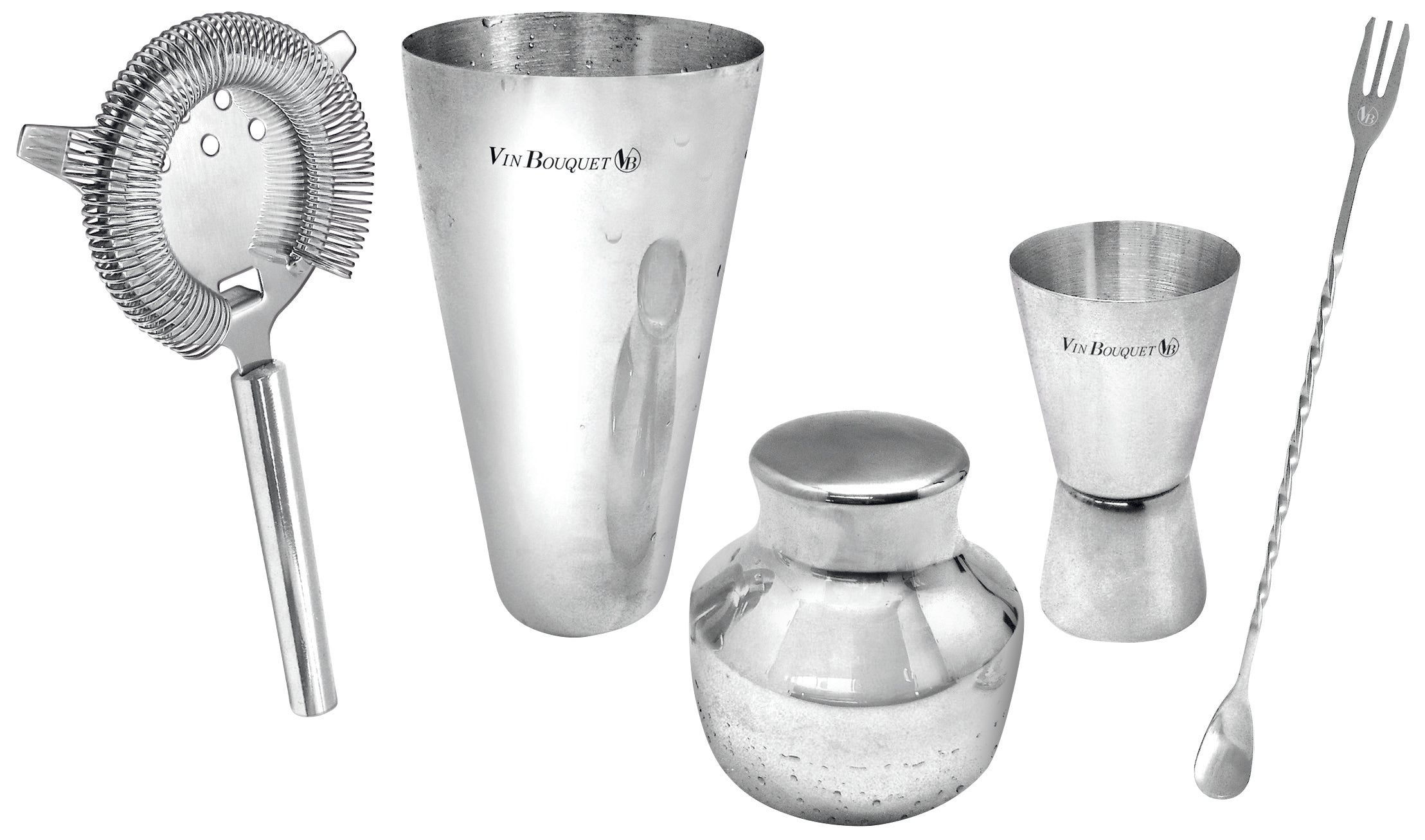 4pc Vin Bouquet Stainless Steel Cocktail Shaker Set