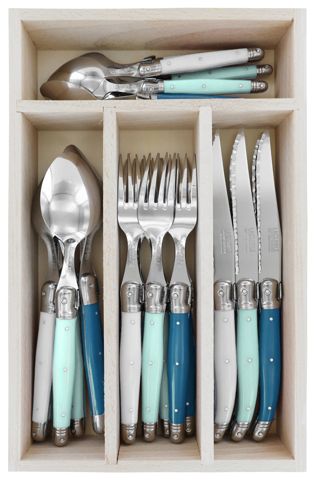Andre Verdier Debutant Cutlery Set 24pc Assorted Greens/Blues