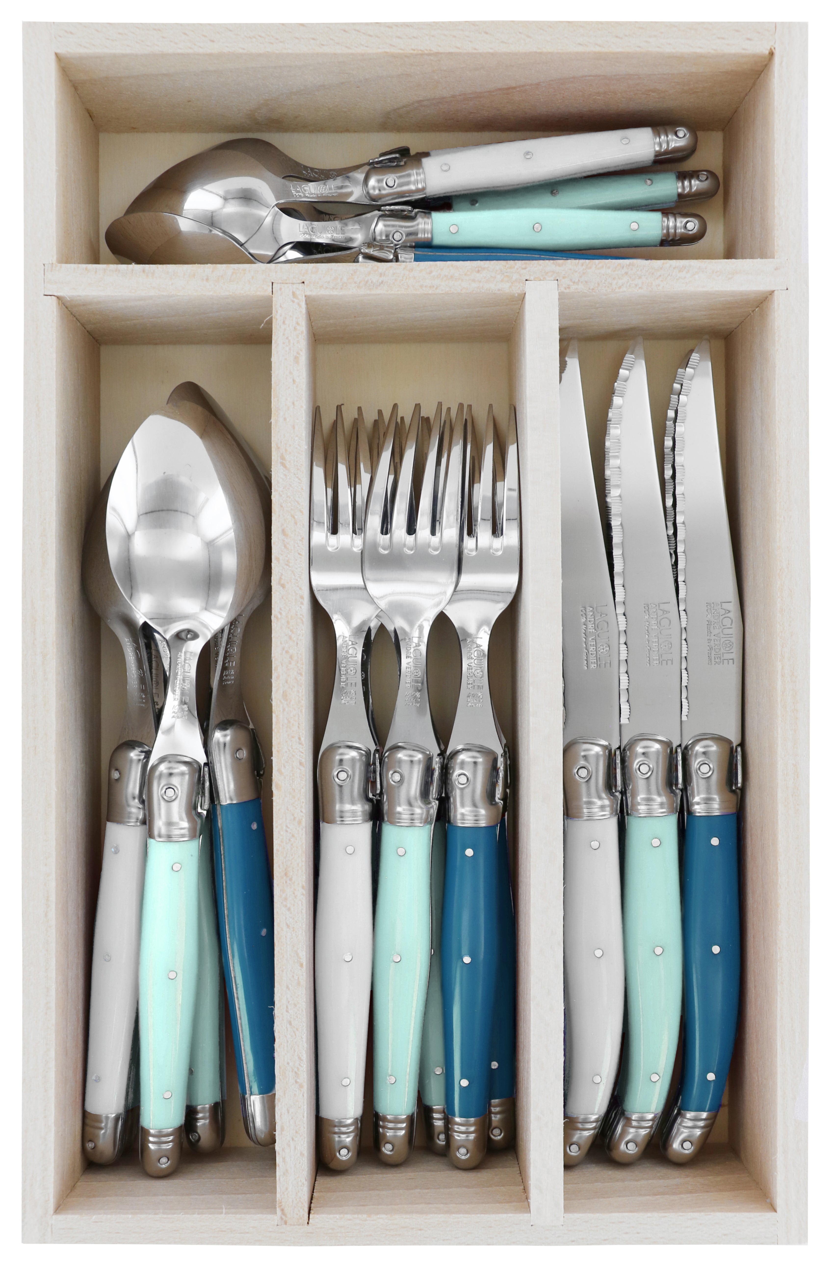 Andre Verdier Debutant Cutlery Set 24pc Assorted Greens/Blues