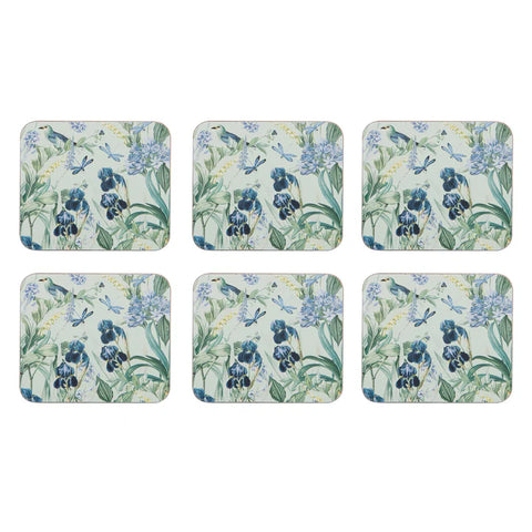 Ashdene Iris Garden Mint Coasters Set of 6