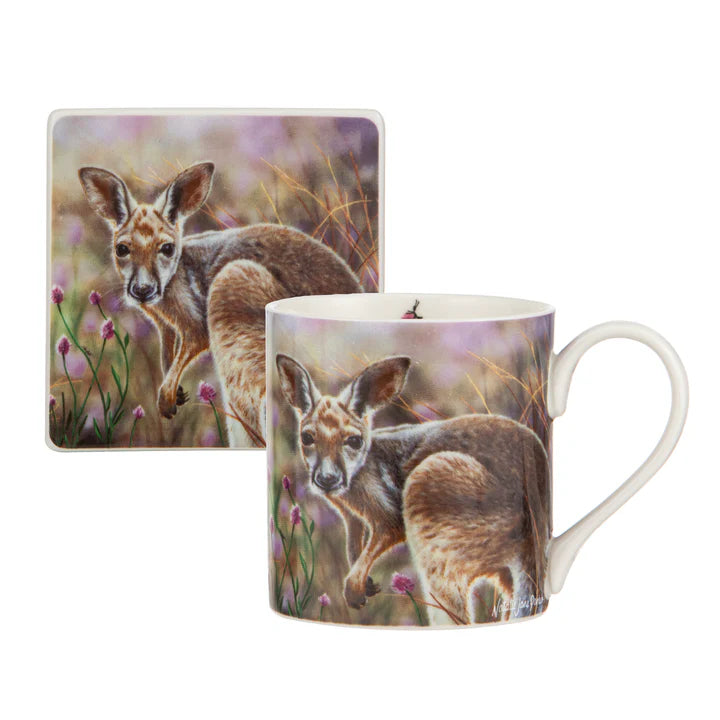 Babies Of The Bush Kangaroo Joey Mug & Coaster Set