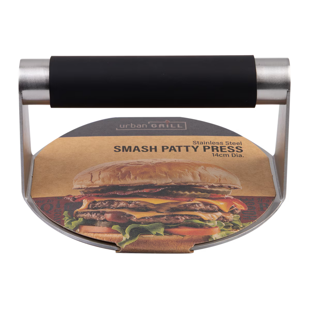 URBAN GRILL STAINLESS STEEL SMASH PATTY PRESS 14CM DIA