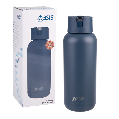 Oasis Ceramic Lined Stainless Steel Triple Wall Insulated Bottle 1L Indigo