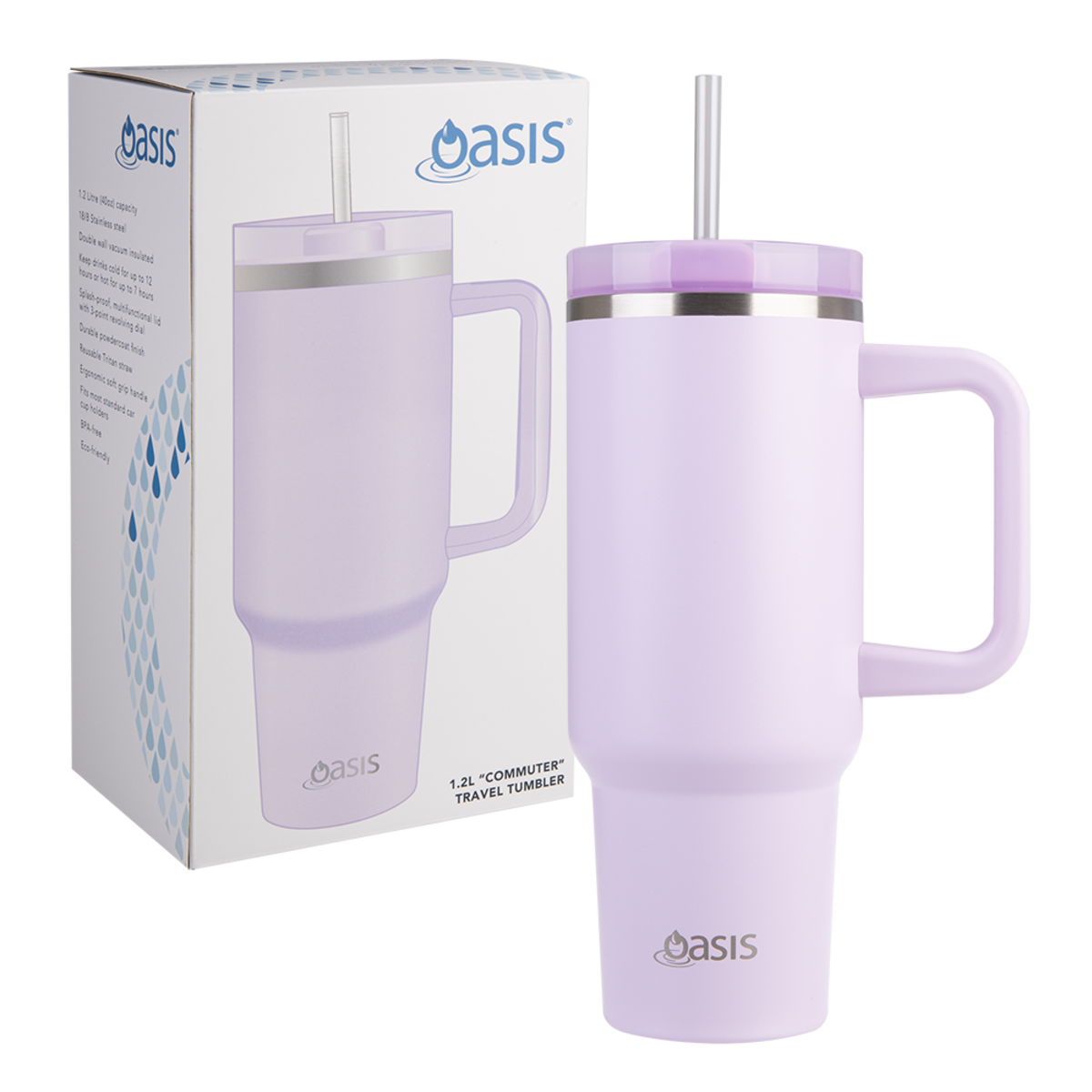 Oasis Stainless Steel Double Wall Insulated Commuter Travel Tumbler 1.2L Orchid