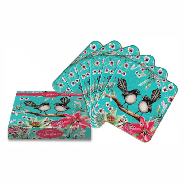 Lisa Pollock Willy Wagtail Coasters Set of 6