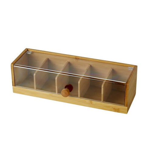 Leaf & Bean Bamboo Tea Box with Transparent Lid Natural