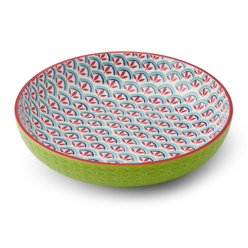 Mikasa Green and Blue Geometric Stoneware Bowl, 900ml, 21 x 5cm