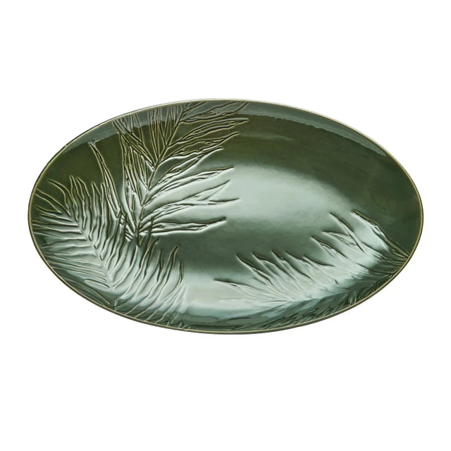 Mikasa Jardin Green Oval Stoneware Serving Platter, 36cm x 22.5cm