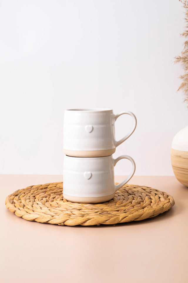 Mikasa Farmhouse Heart Stoneware Mugs, Set of 2 380ml