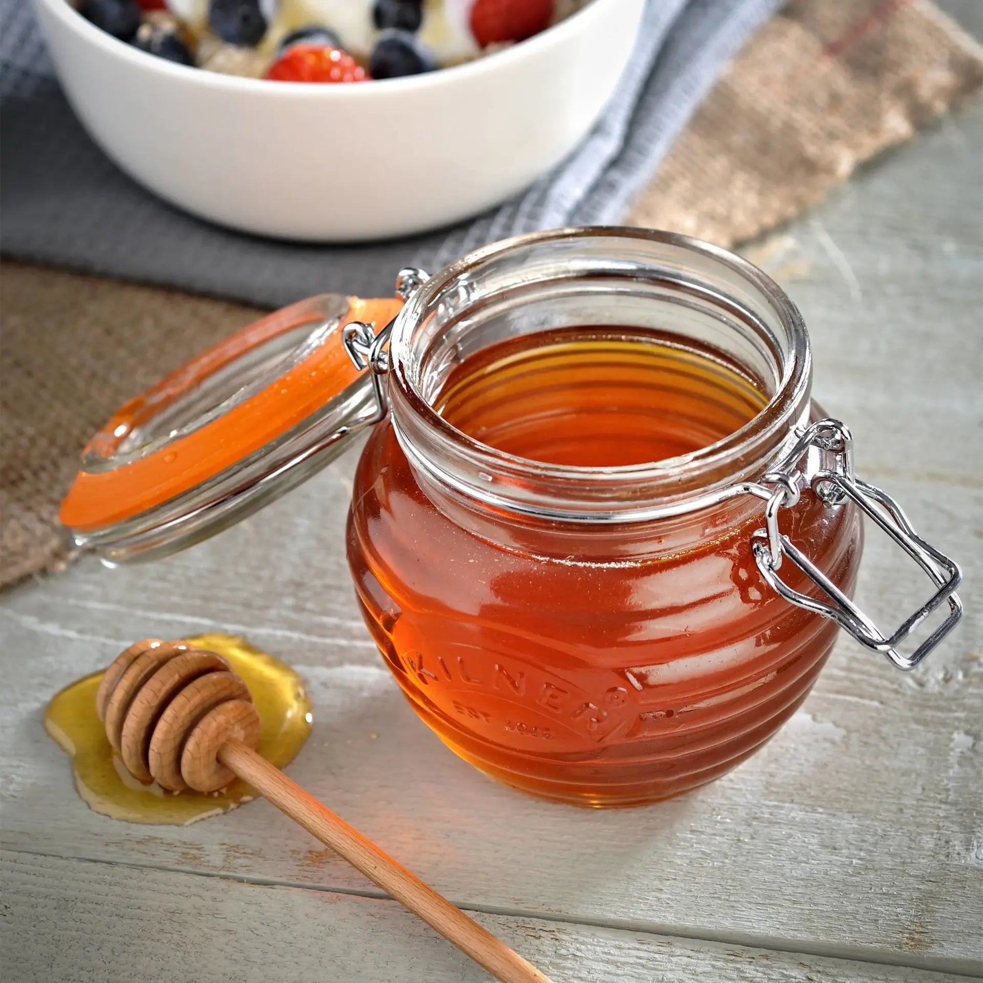 Kilner Honey Pot with Beechwood Dipper 400ml