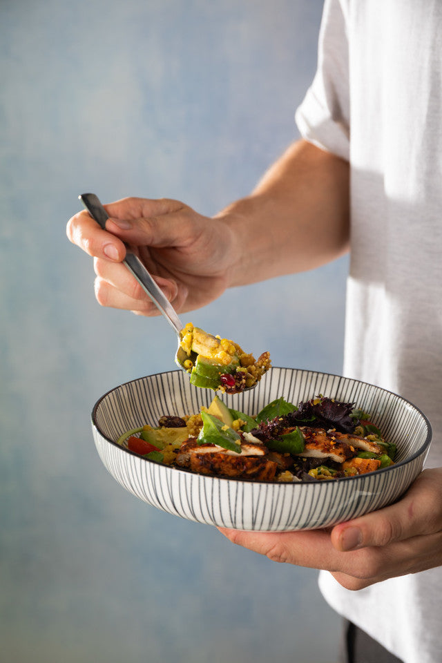 Mikasa Black Stripe Stoneware Bowl, 900ml, 21 x 5cm