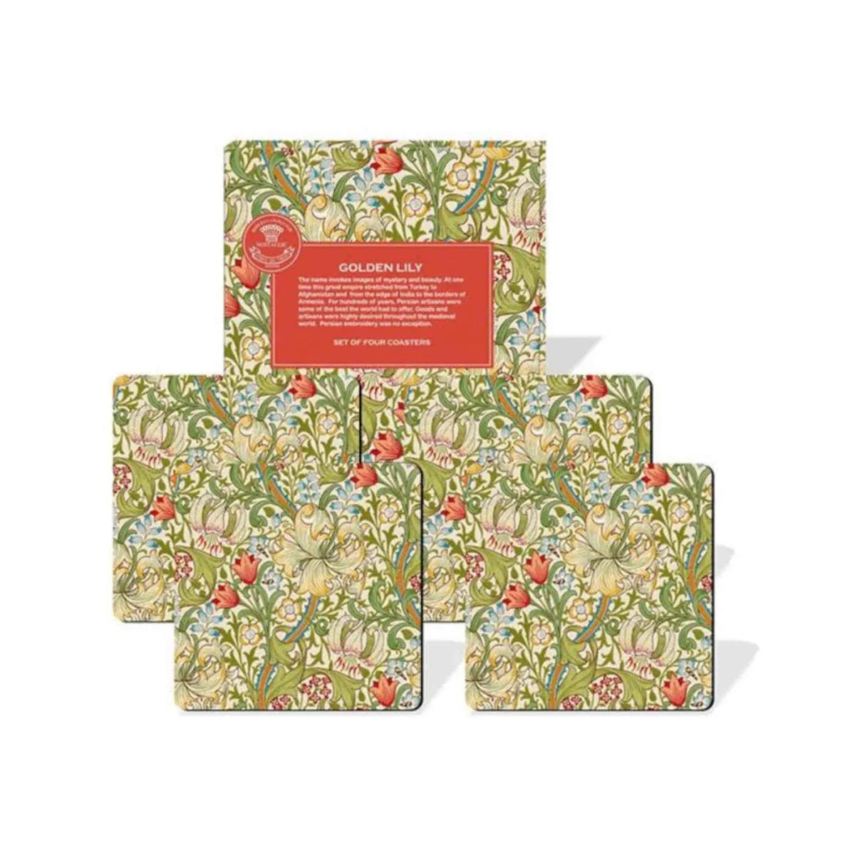 Heritage Golden Lily Coasters Set of 4