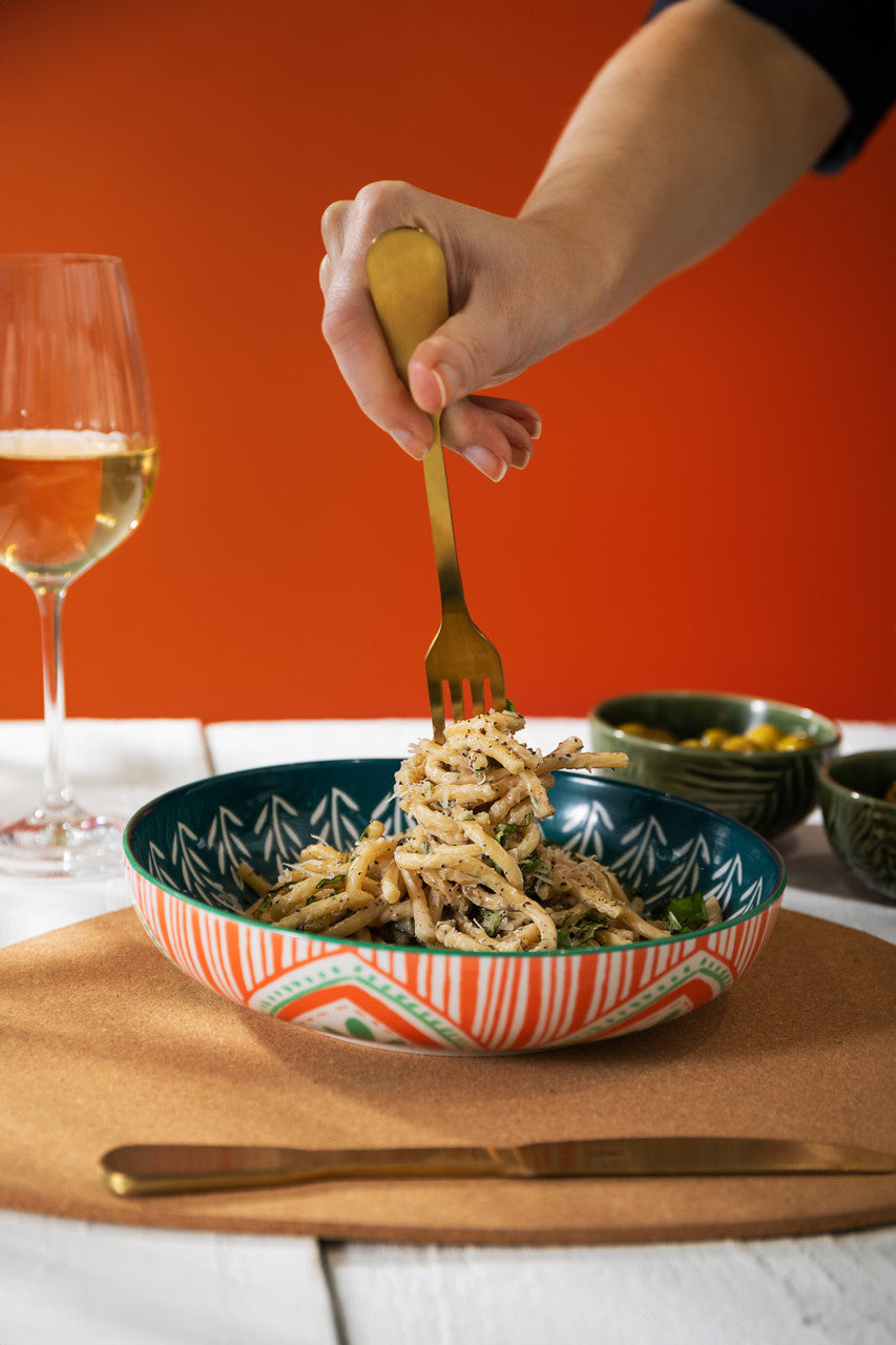 Mikasa Folk Pattern Stoneware Bowl, 900ml, 21 x 5cm