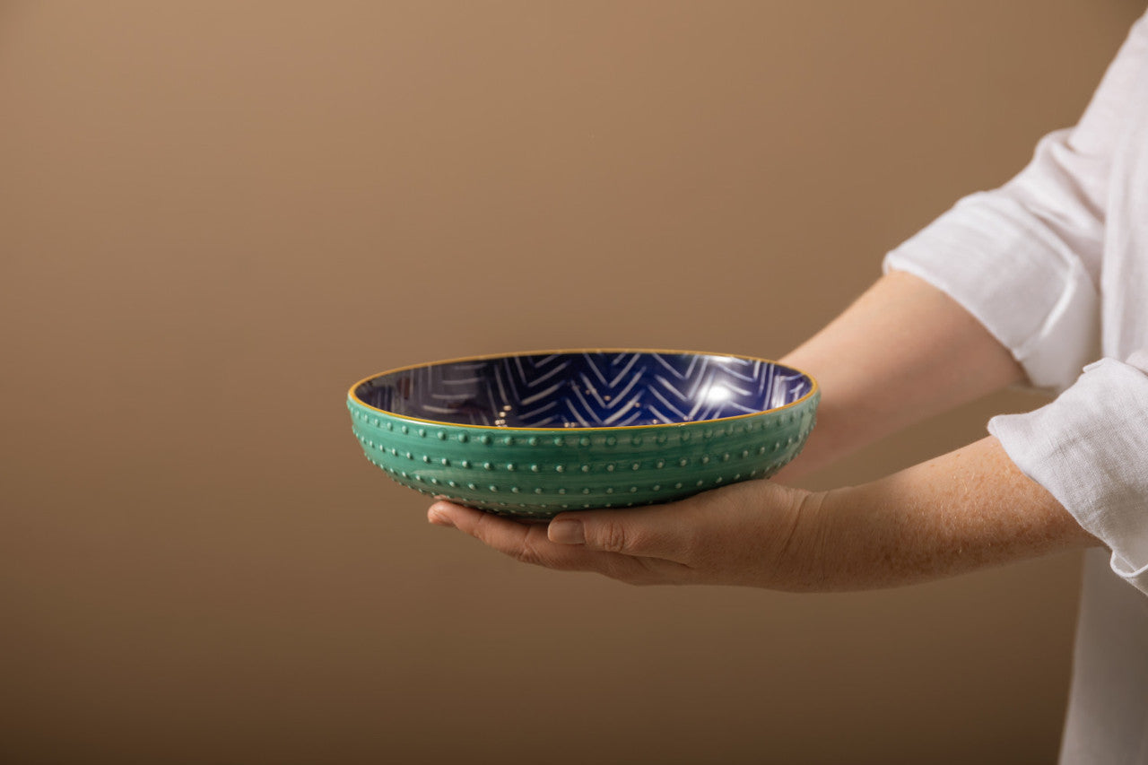 Mikasa Indigo Chevron Stoneware Bowl, 21 x 5cm