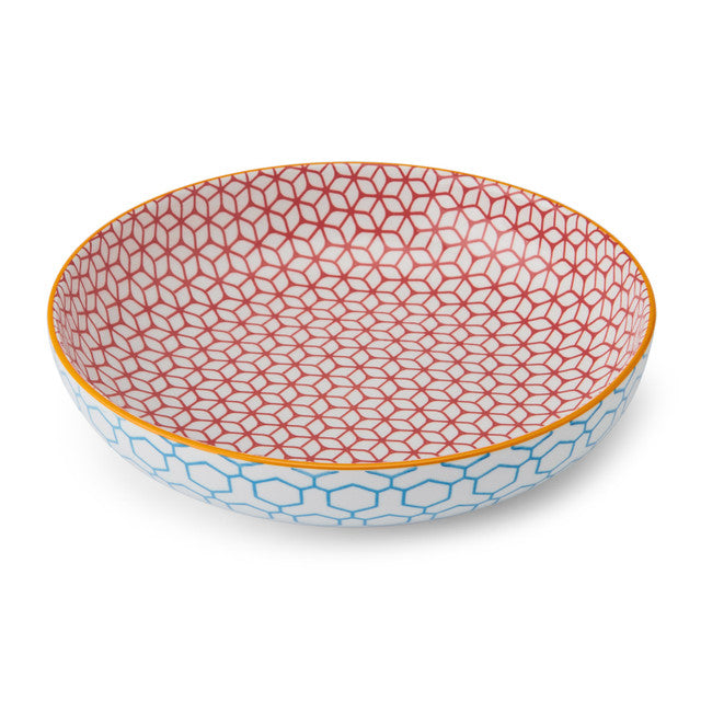 Mikasa Blue Geometric Stoneware Bowl, 900ml, 21 x 5cm