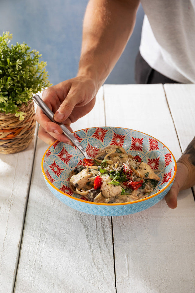 Mikasa Blue Mosaic Stoneware Bowl, 900ml, 21 x 5cm