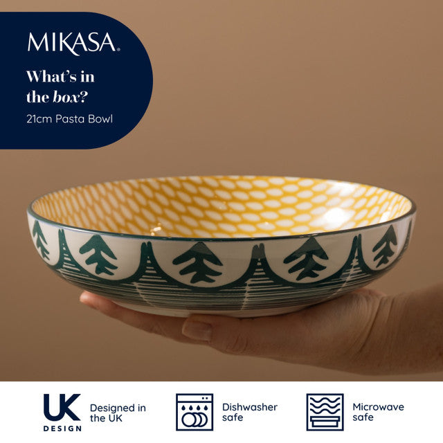 Mikasa Green Leaf Stoneware Bowl, 900ml, 21 x 5cm