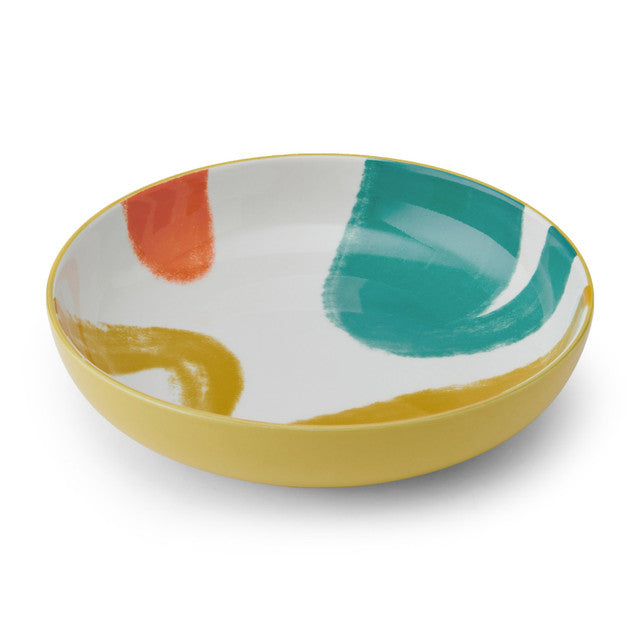 Mikasa Yellow Abstract Stoneware Bowl, 900ml, 21 x 5cm