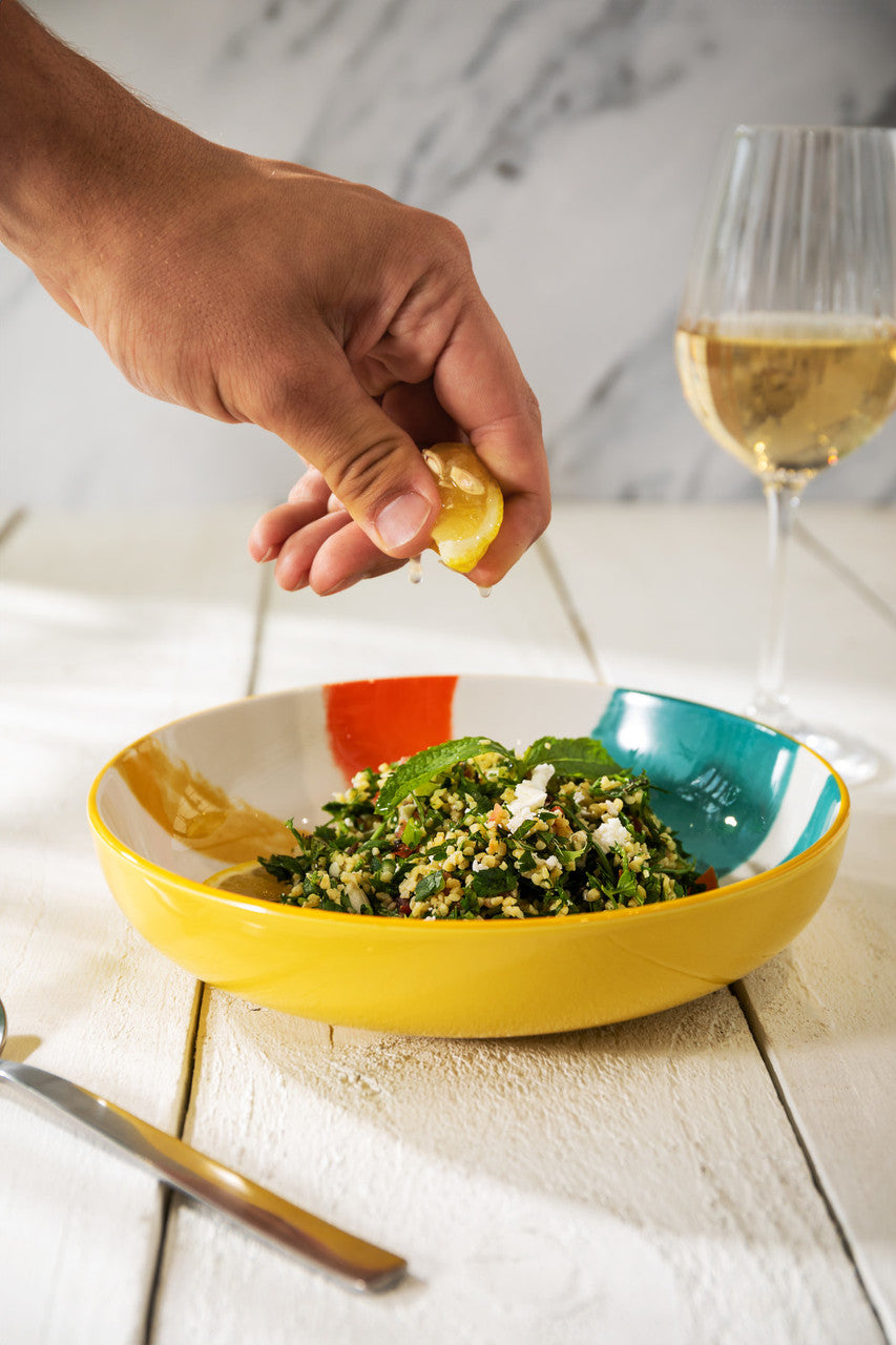 Mikasa Yellow Abstract Stoneware Bowl, 900ml, 21 x 5cm