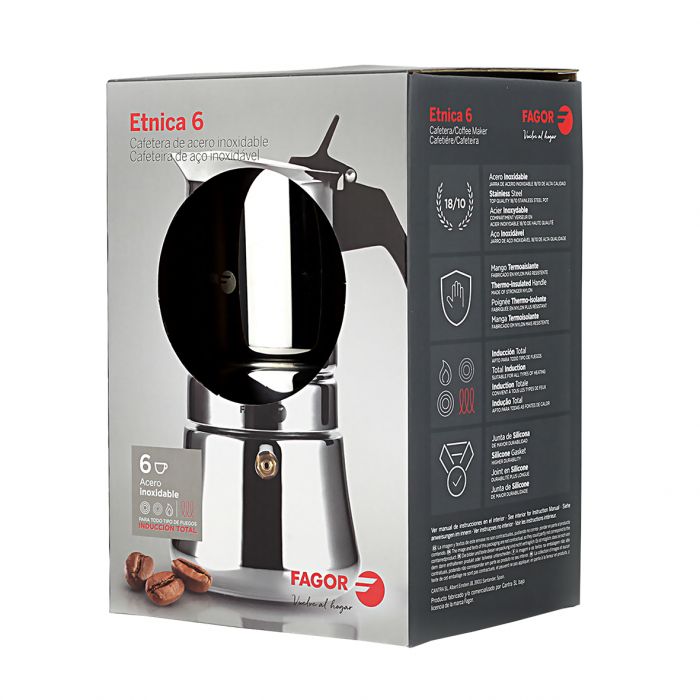 Fagor "Etnica 6 Cup Stainless Steel Espresso Maker