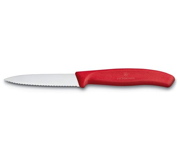 Victorinox 6cm Serrated Edge Paring Knife, Black, Red, Green