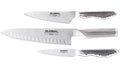 Global Classic 3 Piece Knife Set with Fluted Cooks Knife