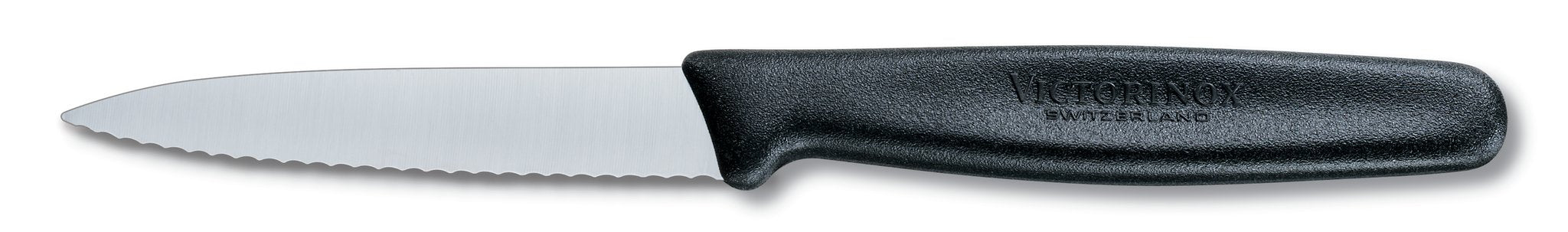 Victorinox 10cm Serrated Edge Veg Knife, Black, Red